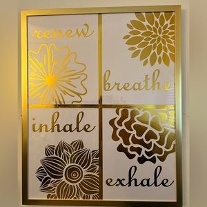 XL 14 x 17 gold wall art 🖼️ Inhale exhale breathe renew